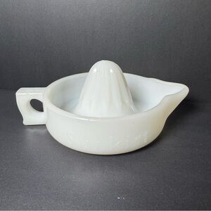 Vintage SUNKIST 1950's White Milk Glass Sunkist Hand Citrus Reamer Juicer
